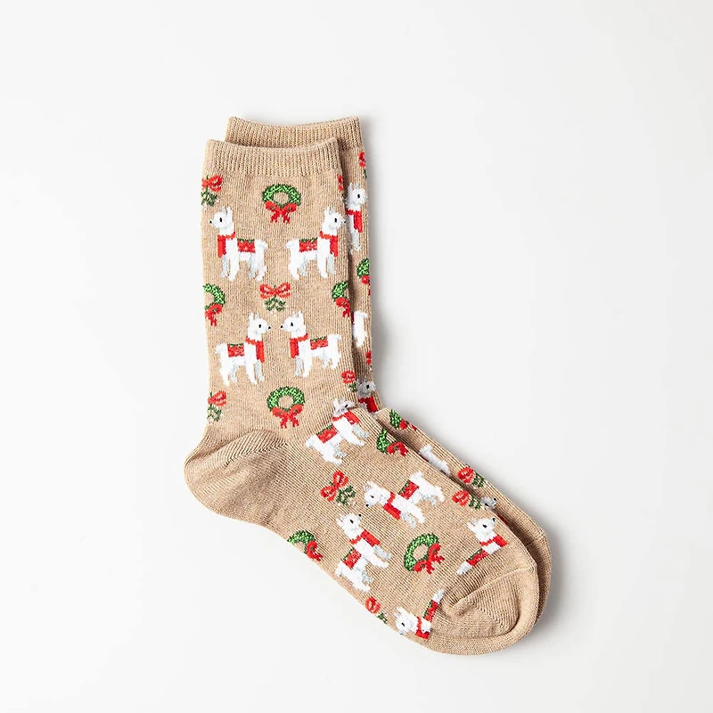 Hotsox Women's 'Holiday Llama' Crew Socks - 1 Pair
