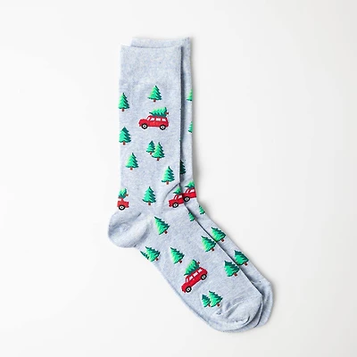 Hotsox Men's 'Christmas Tree Car' Crew Socks - 1 Pair
