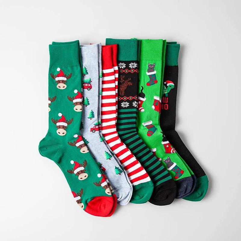 Hotsox Men's 'Christmas Moose Head' Crew Socks - 1 Pair