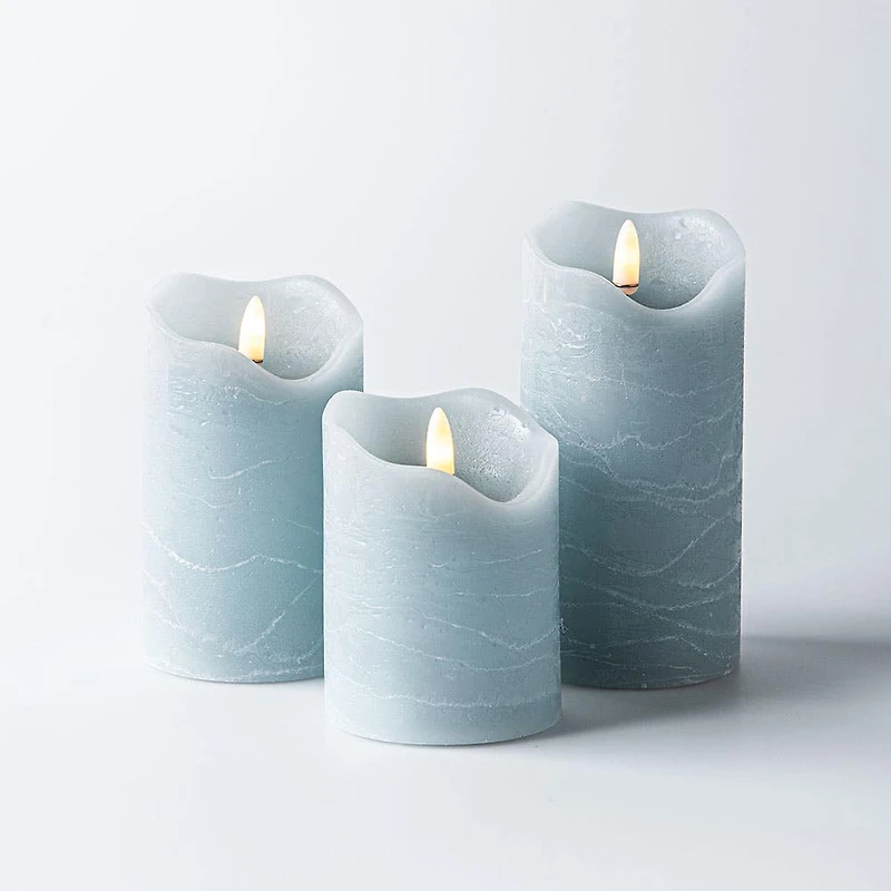 Harman One Touch LED Pillar Candle - Set of 3 (Soft Blue)