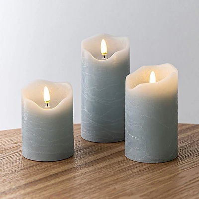Harman One Touch LED Pillar Candle - Set of 3 (Soft Blue)