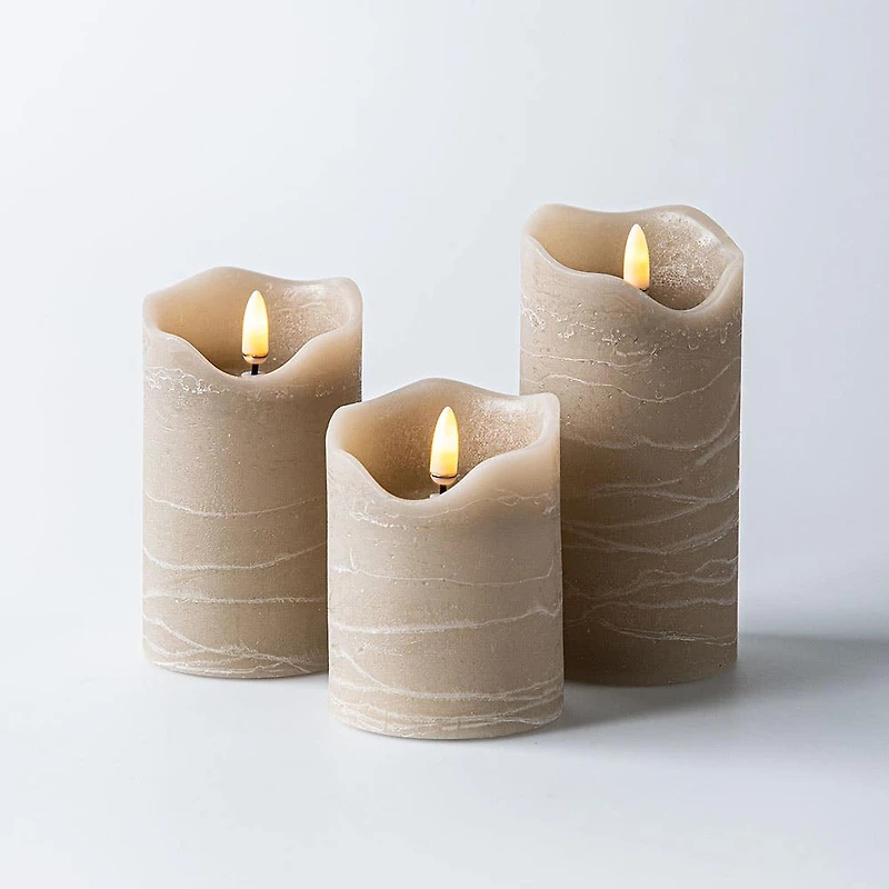 Harman One Touch LED Pillar Candle - Set of 3 (Tan)