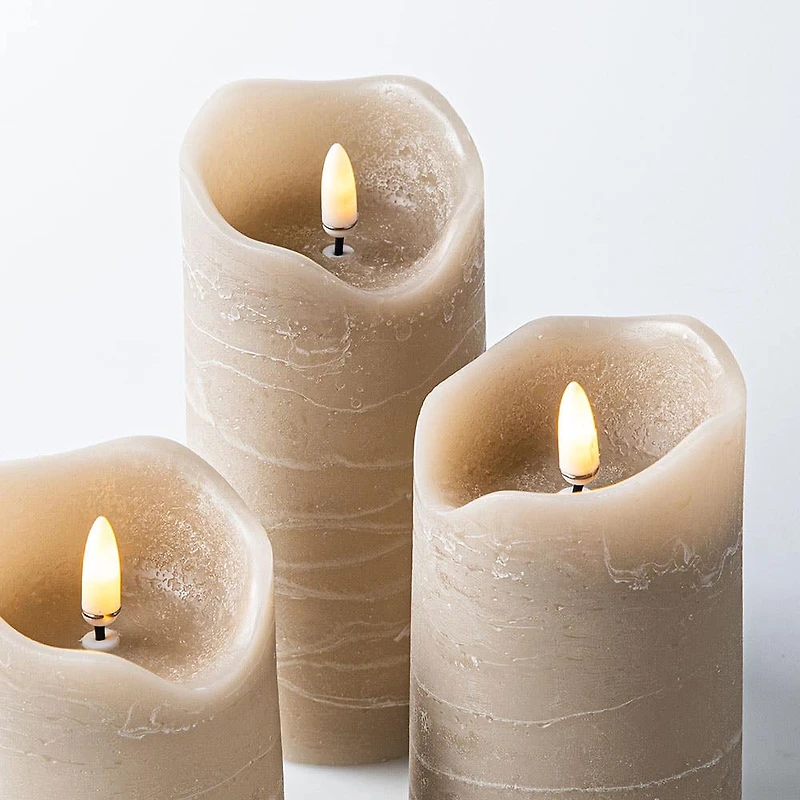 Harman One Touch LED Pillar Candle - Set of 3 (Tan)