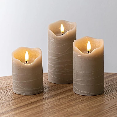 Harman One Touch LED Pillar Candle - Set of 3 (Tan)