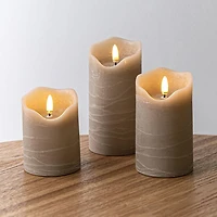 Harman One Touch LED Pillar Candle - Set of 3 (Tan)