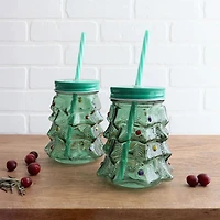 Harman Christmas 'Tree' Glass Drink Sipper - Set of 2 (Green)