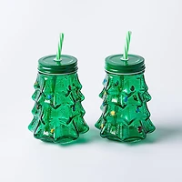 Harman Christmas 'Tree' Glass Drink Sipper - Set of 2 (Green)