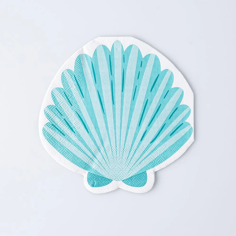 Harman 3-Ply 'Seashell' Shaped Paper Napkin - Set of 20 (Aqua)
