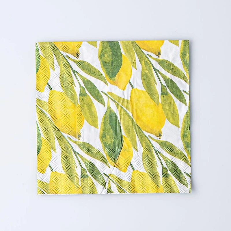 Harman 3-Ply 'Lemon Print' Paper Napkin - Set of 20 (Yellow)