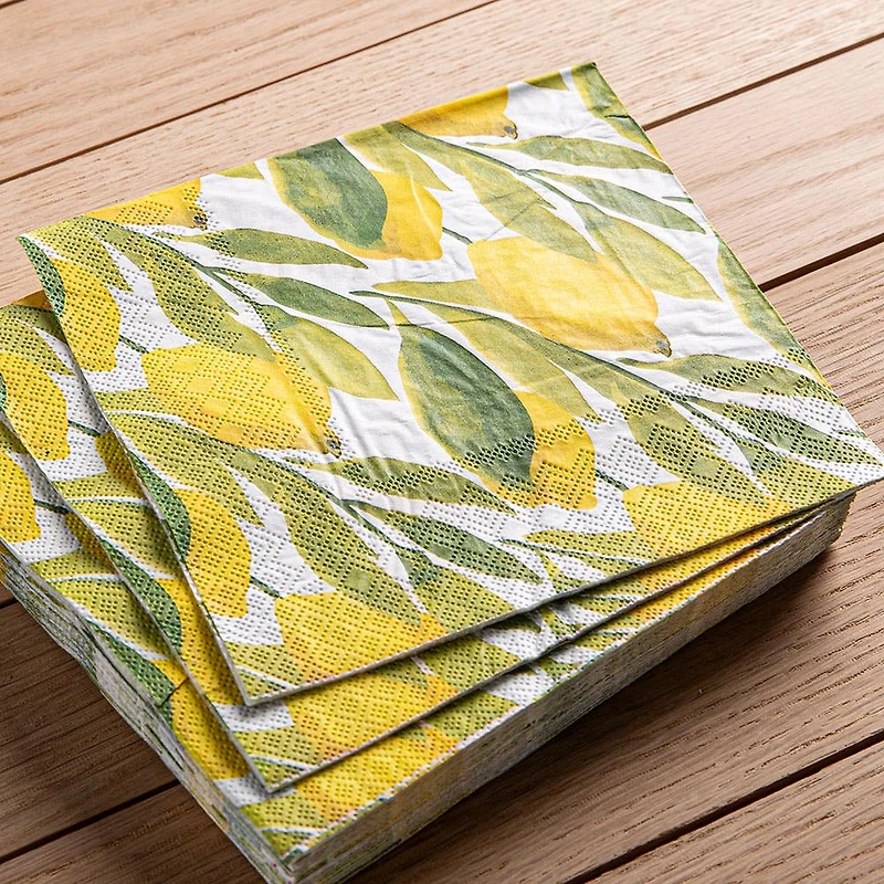 Harman 3-Ply 'Lemon Print' Paper Napkin - Set of 20 (Yellow)