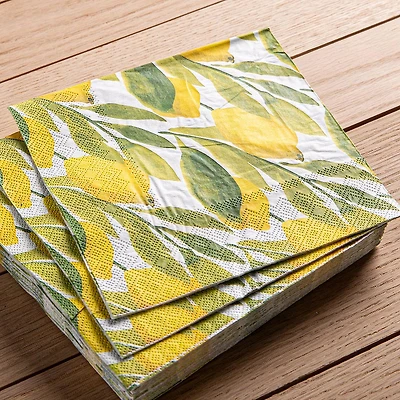 Harman 3-Ply 'Lemon Print' Paper Napkin - Set of 20 (Yellow)