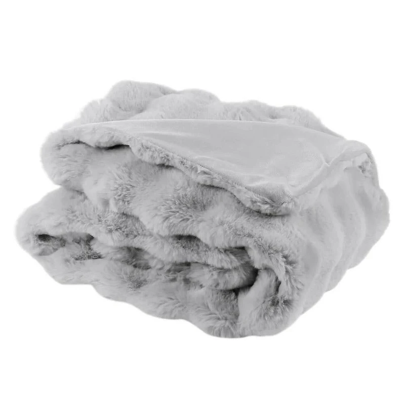 Harman Luxe Sculpted Fur Throw (Grey)