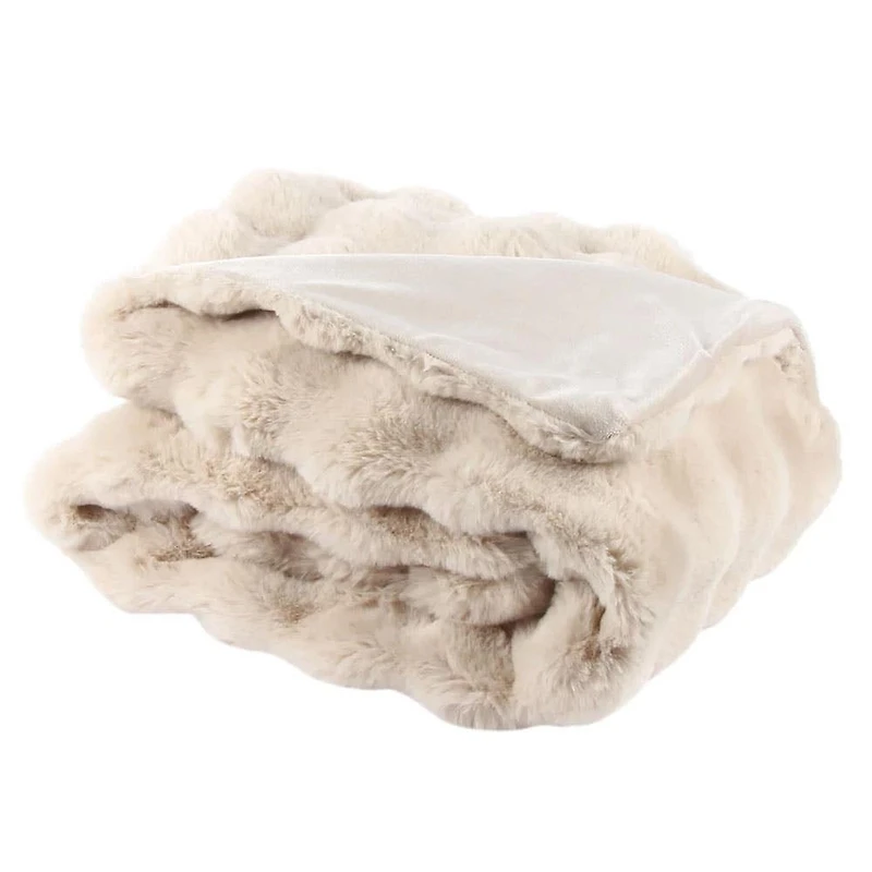Harman Luxe Sculpted Fur Throw (Taupe)
