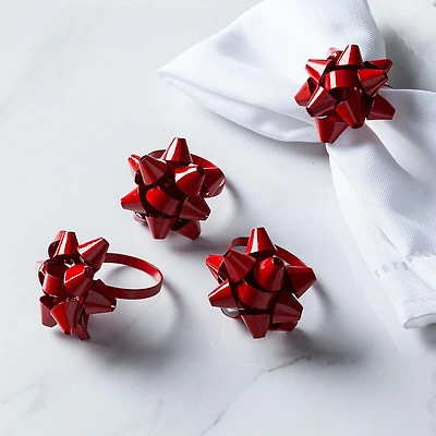 Harman Christmas 'Ribbon Bow' Napkin Ring - Set of 4 (Red)