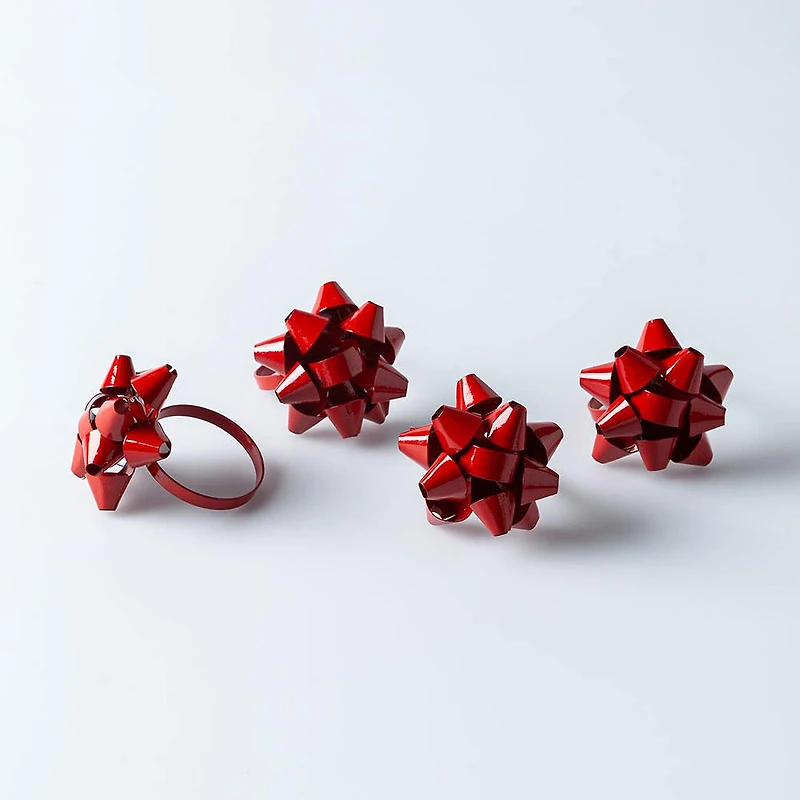 Harman Christmas 'Ribbon Bow' Napkin Ring - Set of 4 (Red)