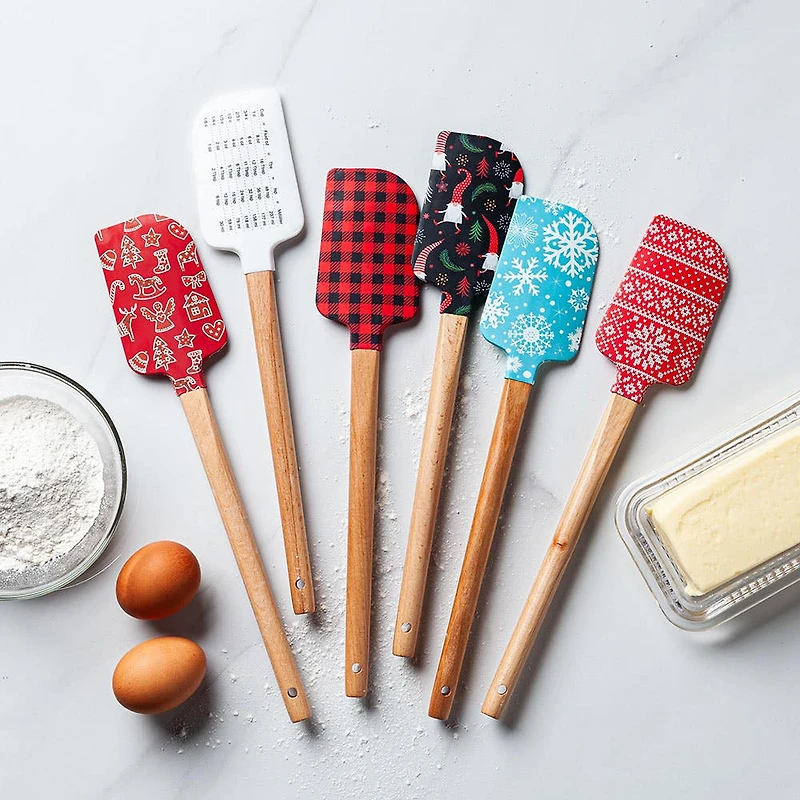 KSP Christmas Stir & Bake 'Plaid' Spatula Silicone/Wood