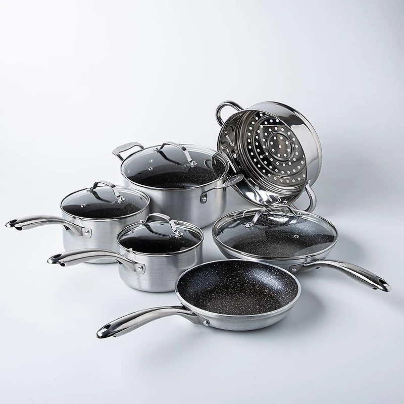 Granitestone Diamond Silver Non-Stick Cookware Combo Set/10