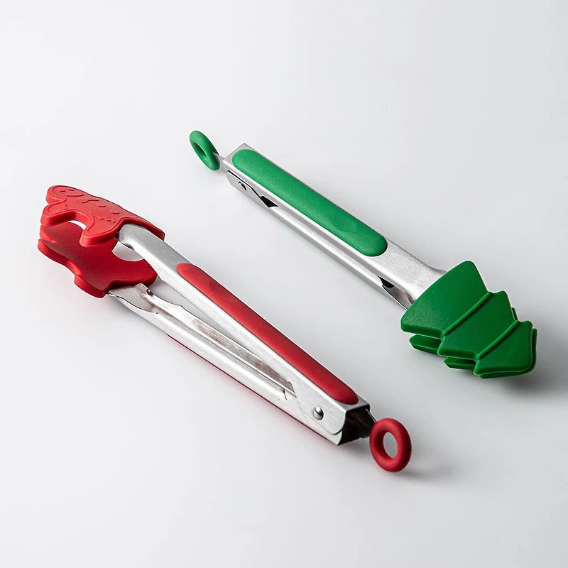 KSP Christmas Holiday Bake 'Gingerbread & Tree' Tongs Set of 2