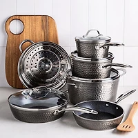 Granitestone Diamond Hammered Non-Stick Cookware Set of 10 (Charcoal)