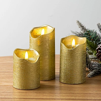 Harman One Touch LED Pillar Candle - Set of 2 (Gold)
