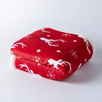 Harman Holiday Market 'Reindeer' Reversible Sherpa Throw (Red)