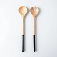 Natural Living Toss Salad Servers - Set of 2 (Natural/Black)