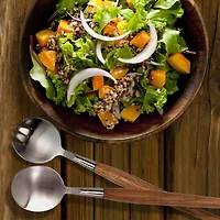 Natural Living Toss Salad Servers - Set of 2 (Wood/Stainless Steel)