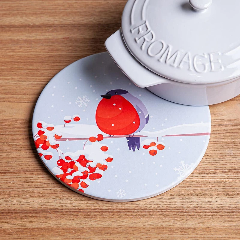 KSP Christmas Ceramica 'Bird' Printed Ceramic Trivet