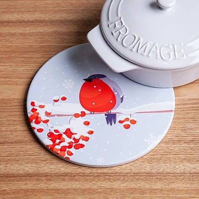 KSP Christmas Ceramica 'Bird' Printed Ceramic Trivet