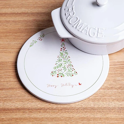 KSP Christmas Ceramica 'Christmas Tree' Printed Ceramic Trivet