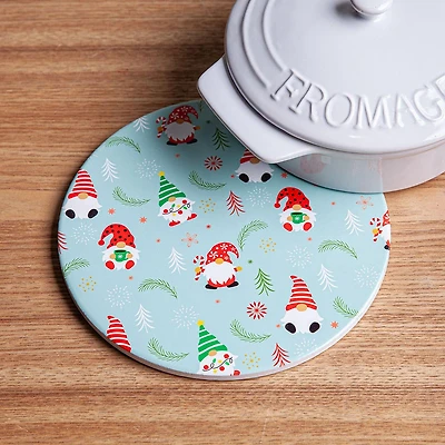 KSP Christmas Ceramica 'Gnomes' Printed Ceramic Trivet