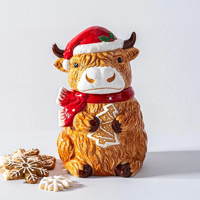 KSP Christmas Cookies For Santa 'Highland Cow' Cookie Jar