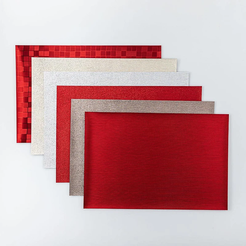 KSP Ritz Metallic 'Squares' PVC Placemat (Red)