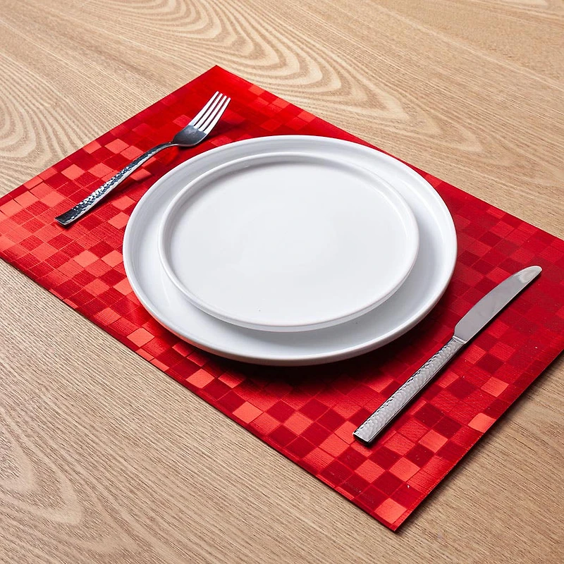 KSP Ritz Metallic 'Squares' PVC Placemat (Red)