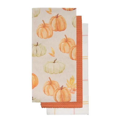 Harman Combo 'Pumpkin Patch' Cotton Kitchen Towel - Set of 3