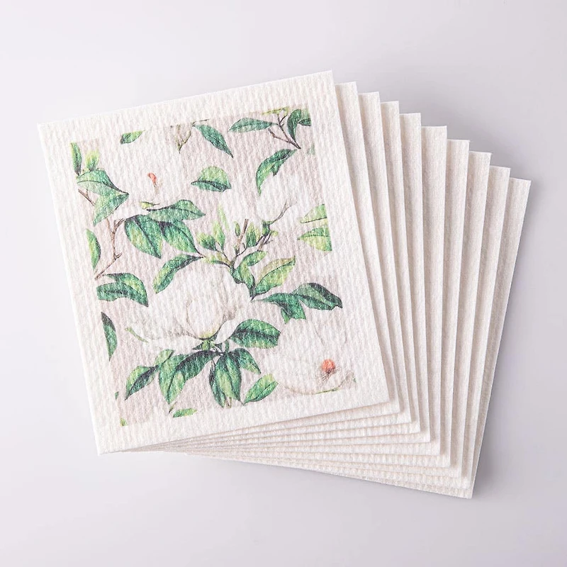 Harman Sponge 'White Blossom' Reusable Sponge Cloth - Set of 10