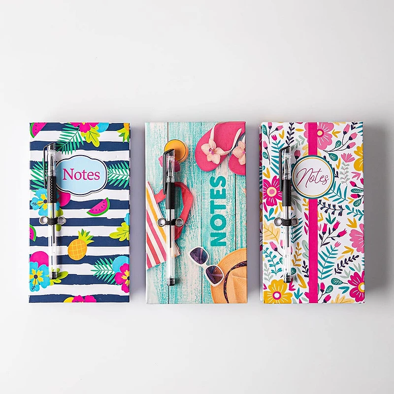 Peach Memo 'Blue Stripes/Flip Flops/Floral' Notepad with Pen (Asstd.)