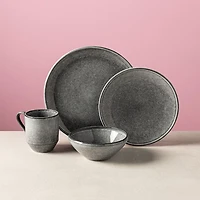 KSP Rök Reactive Stoneware Dinnerware - Set of 16 (Grey)