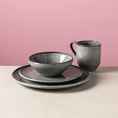 KSP Rök Reactive Stoneware Dinnerware - Set of 16 (Grey)