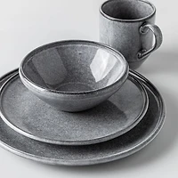 KSP Rök Reactive Stoneware Dinnerware - Set of 16 (Grey)