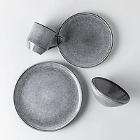 KSP Rök Reactive Stoneware Dinnerware - Set of 16 (Grey)