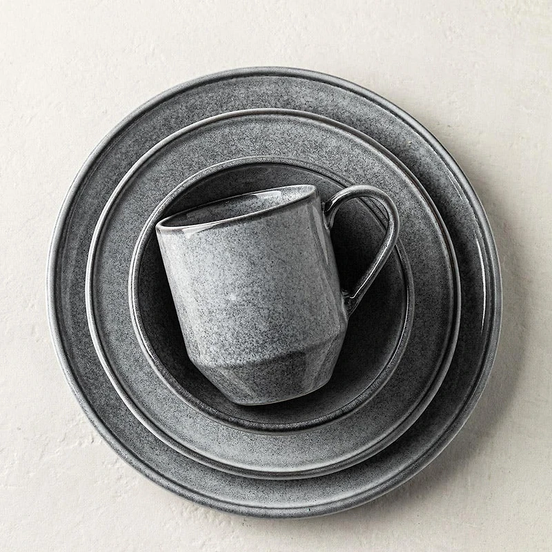 KSP Rök Reactive Stoneware Dinnerware - Set of 16 (Grey)