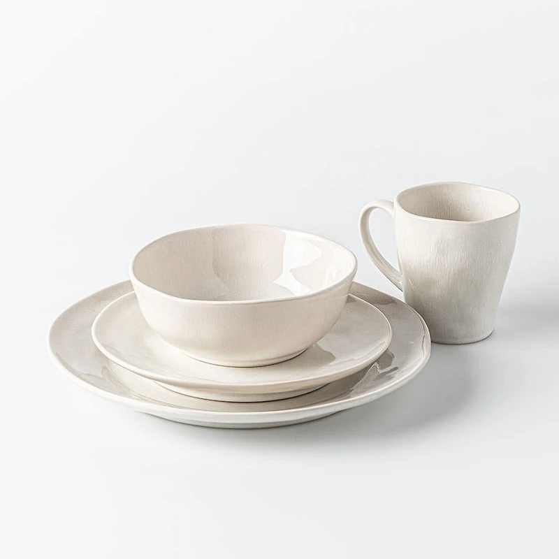 KSP Lera Reactive Stoneware Dinnerware - Set of 16 (Beige)
