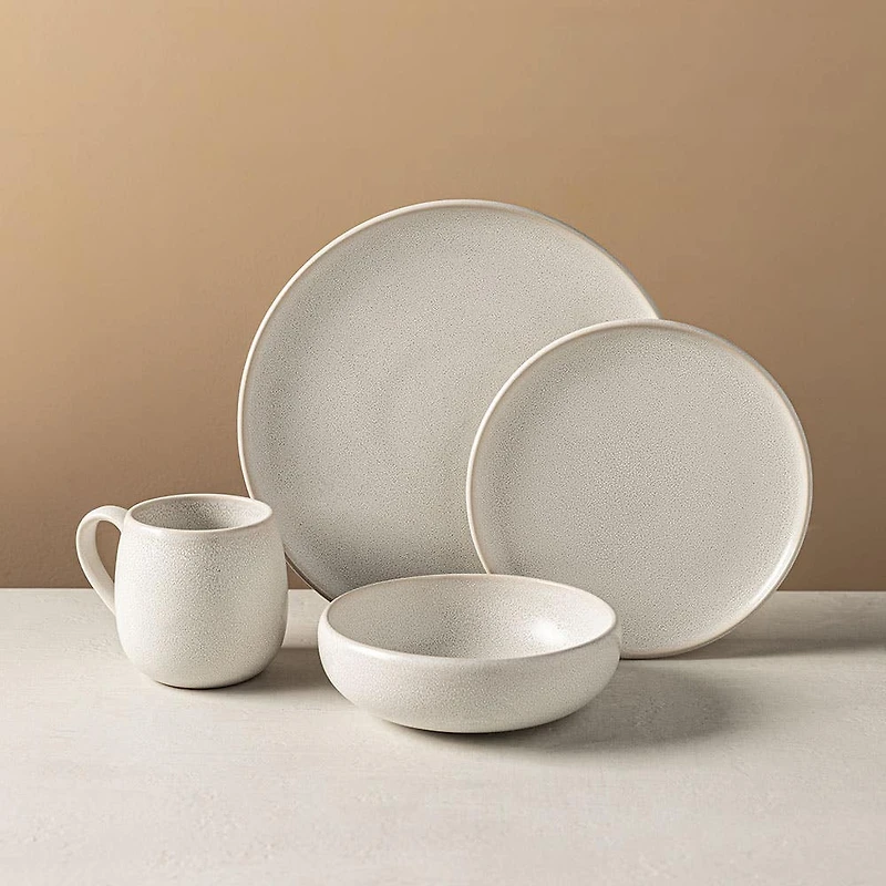 KSP Lysa Reactive Stoneware Dinnerware - Set of 16 (Taupe)