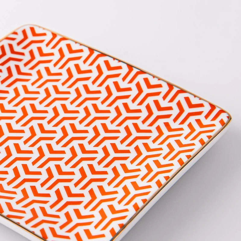 KSP Retro Chic 'Weave' Porcelain Tray (Orange)