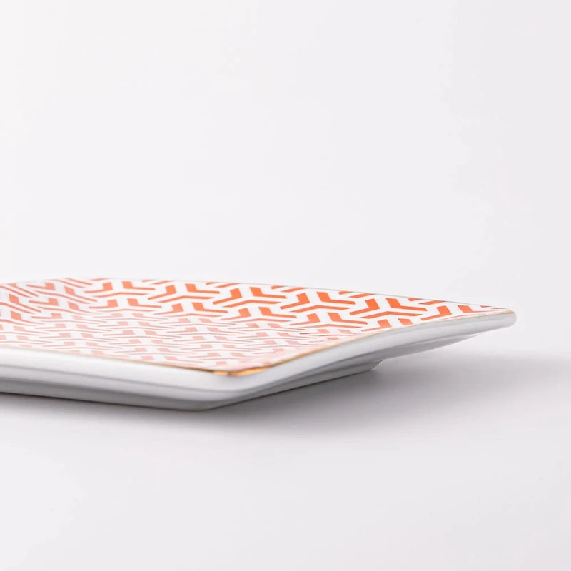 KSP Retro Chic 'Weave' Porcelain Tray (Orange)