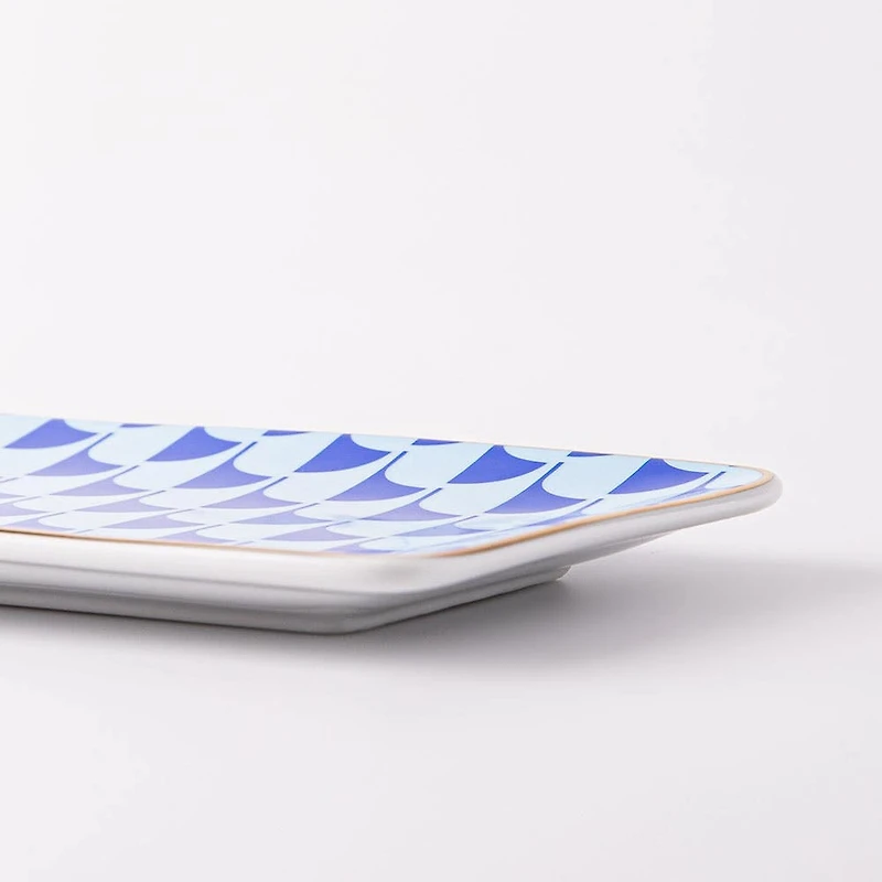 KSP Retro Chic 'Wave' Porcelain Tray (Blue)