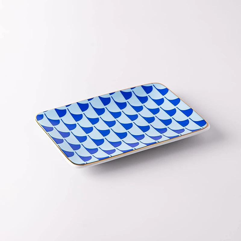 KSP Retro Chic 'Wave' Porcelain Tray (Blue)
