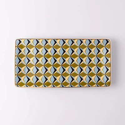 KSP Retro Chic 'Geometric' Porcelain Tray (Green/Blue)