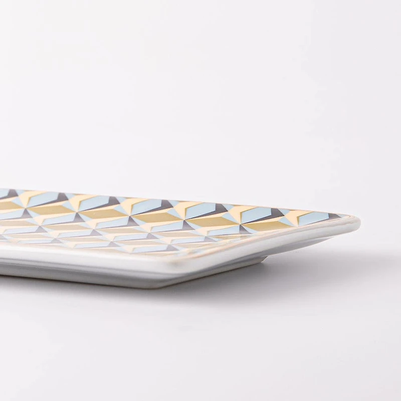 KSP Retro Chic 'Geometric' Porcelain Tray (Green/Blue)